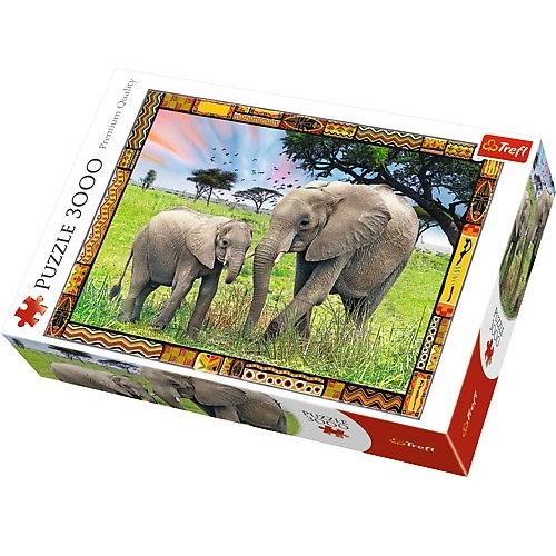 puzzle ze słoniami na sawannie
